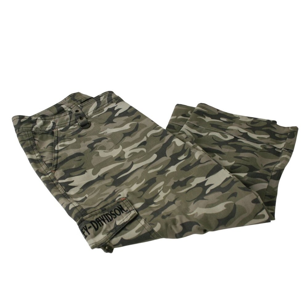 Harley-Davidson Camouflage Cargo Pants Women's Size 8 Cotton Blend Army Green